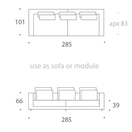 3 SEATER SOFA - 2 CUSHIONS