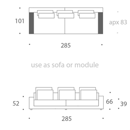 3 SEATER SOFA - LOW ARMS 2 CUSHIONS