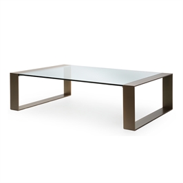 Rectangular Coffee Table - Matte Brushed Gold & Clear Glass