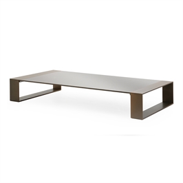 Short Rectangular Coffee Table - Matte Brushed Gold & Yuta Bronze Glass