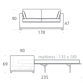 2 Seater Sofa Bed