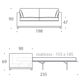 2.5 Seater Sofa Bed - Large